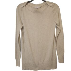 AnnTaylor Loft Women's Tan Long Sleeve Scoop Neck Sweater Size XS